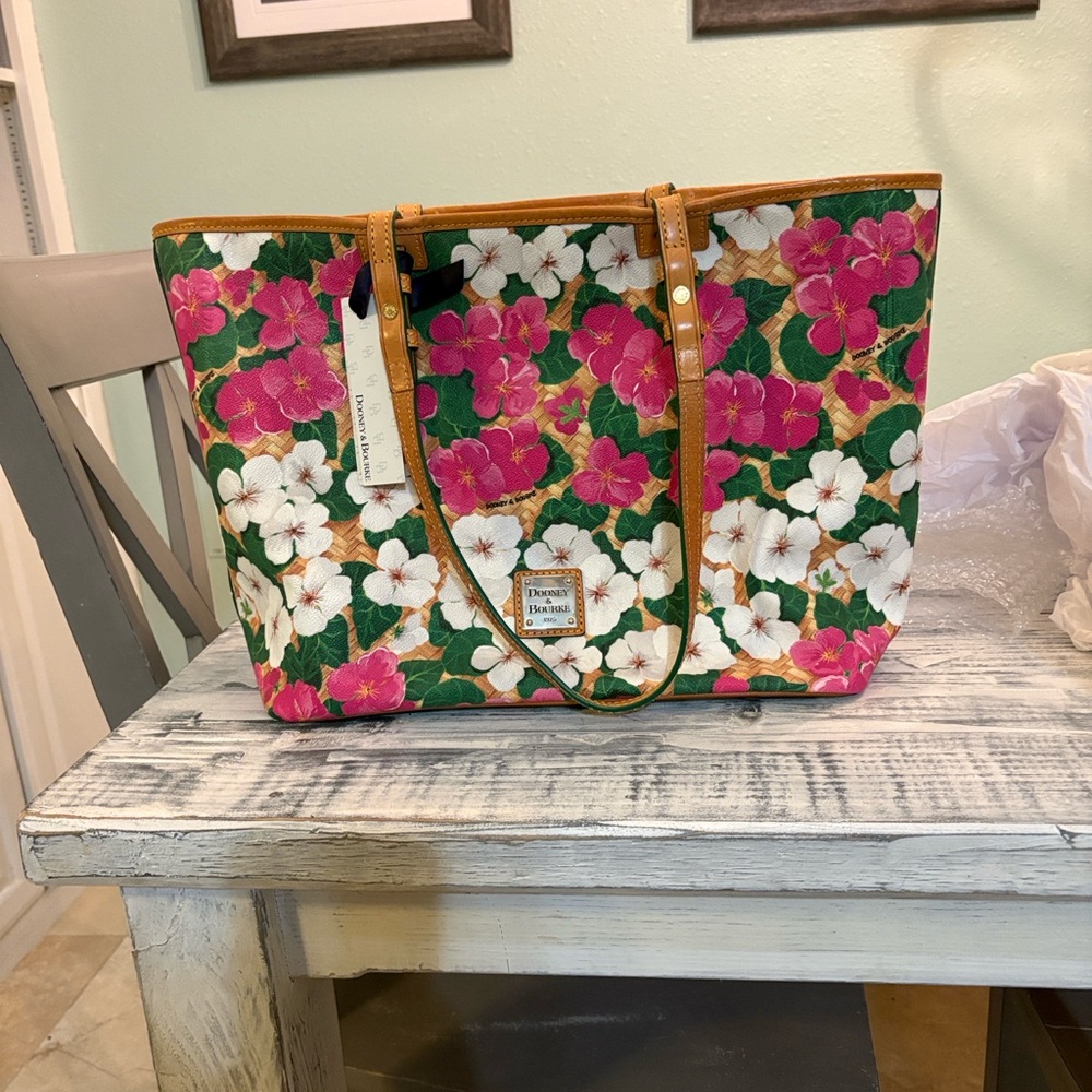 Dooney & Bourke Floral Tote - Pink, Green, and White - Picture 10 of 15
